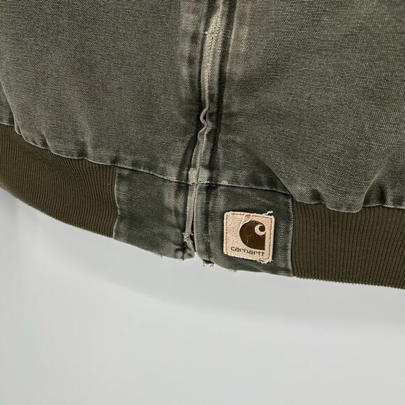 Vintage 90s Men's 2XL Tall Carhartt Santa Fe Green Detroit Canvas Jacket J14 MOS - Picture 6 of 10